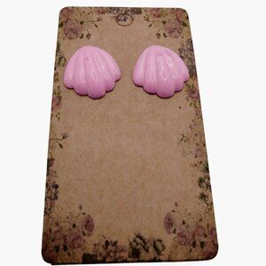 Vintage Pink Shell Earrings Twee Tropical Coastal Y2K Pierced Post Stud